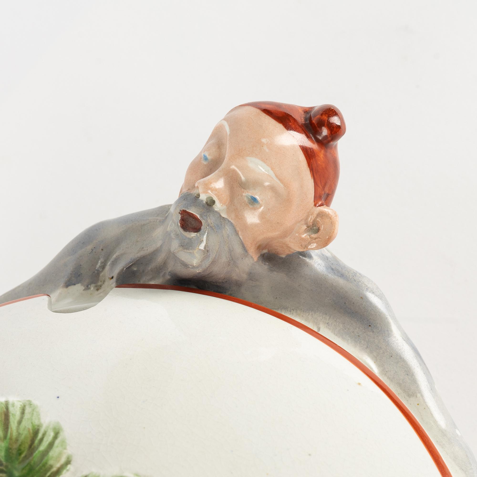 Alf Wallander, terrin med lock, jugend, Rörstrand, omkring år 1900.