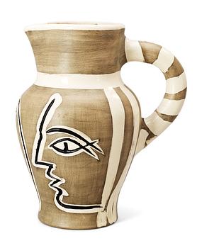 767. A Pablo Picasso 'Fichet gravé gris' faience pitcher, Madoura, Vallauris, France 1954.