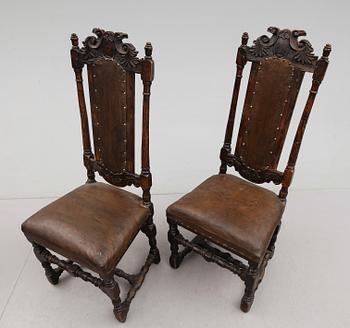 STOLAR, 1 par, barock, Sverige, 1700-tal.