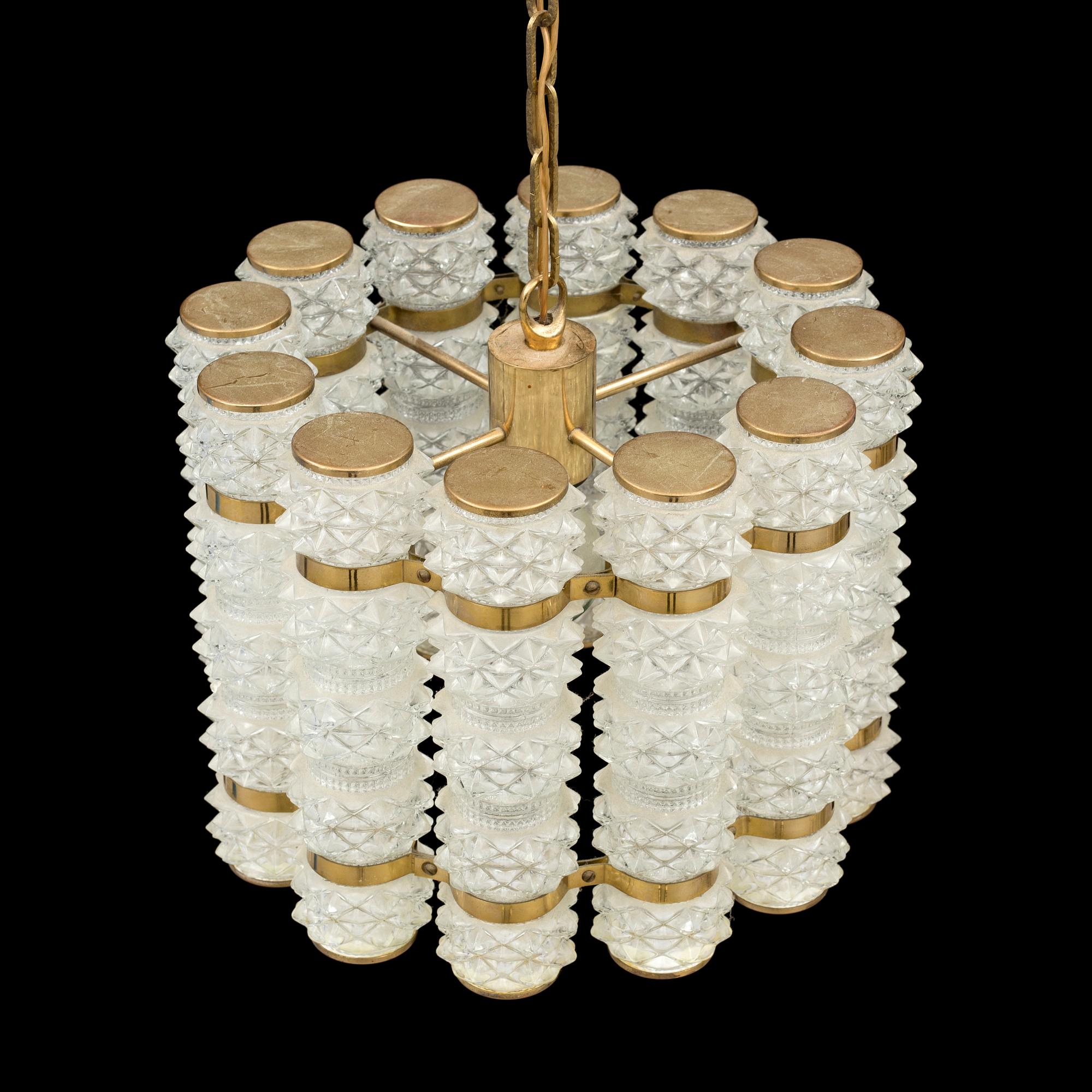A 1970s ceiling light by Tyringe Konsthantverk, Sweden.