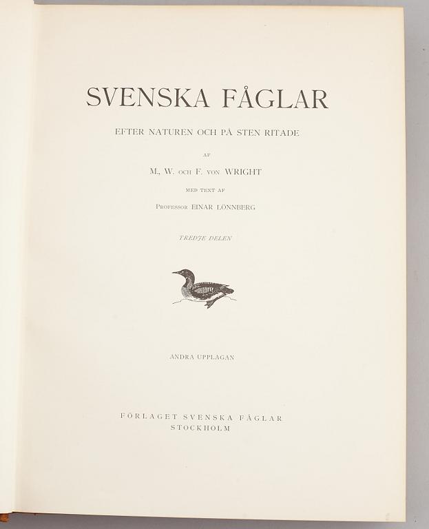 A set of three books about Swedish birds by von Wright. 1927.