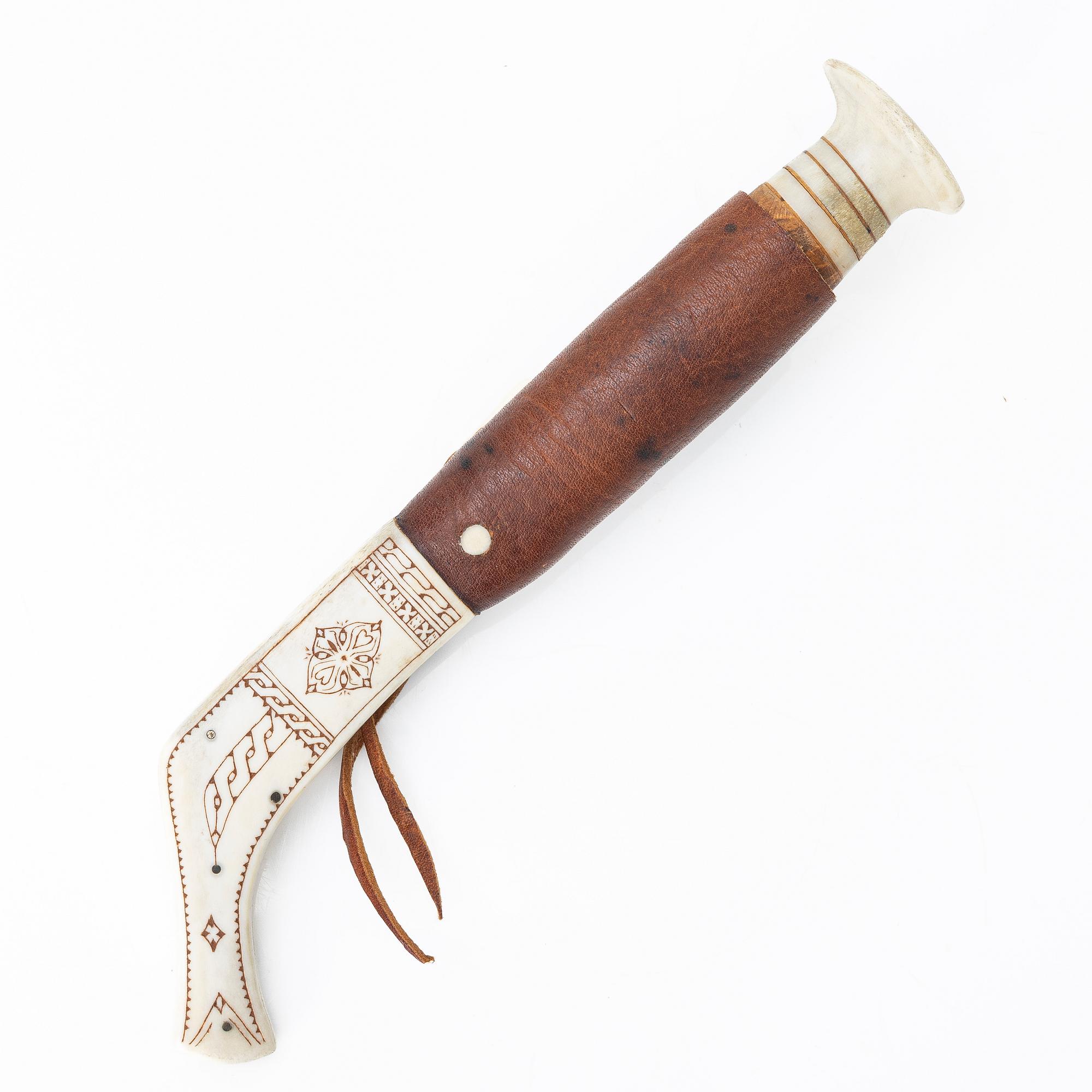 Bengt Olaf Unga, half-horn knife, signed and dated 1977.