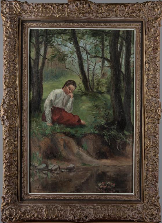 OKÄND KONSTNÄR, olja på duk uppfodrad på skiva, signerad S.B och daterad -04.