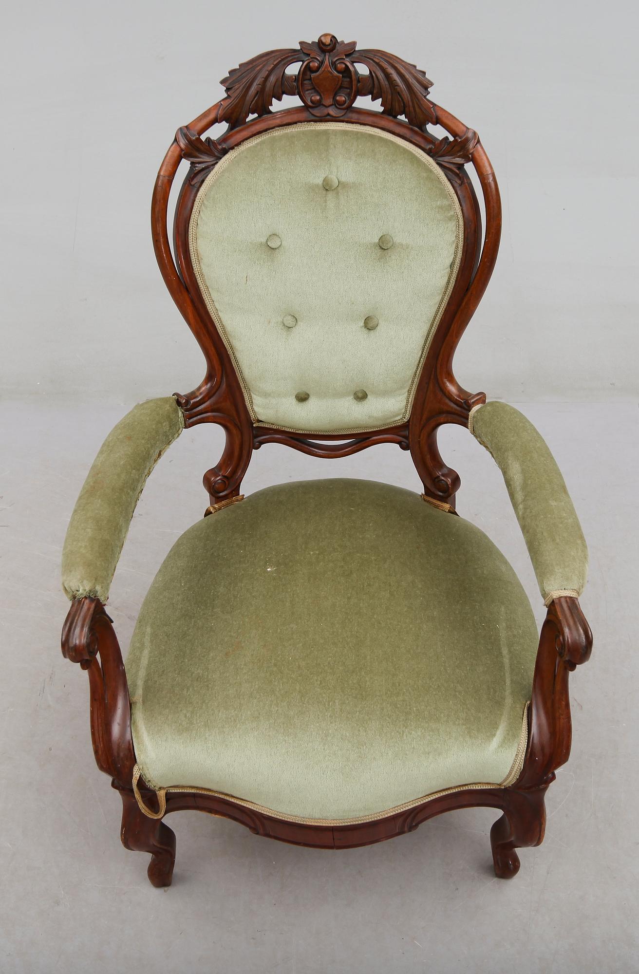 FÅTÖLJ, nyrokoko, 1800-tal.