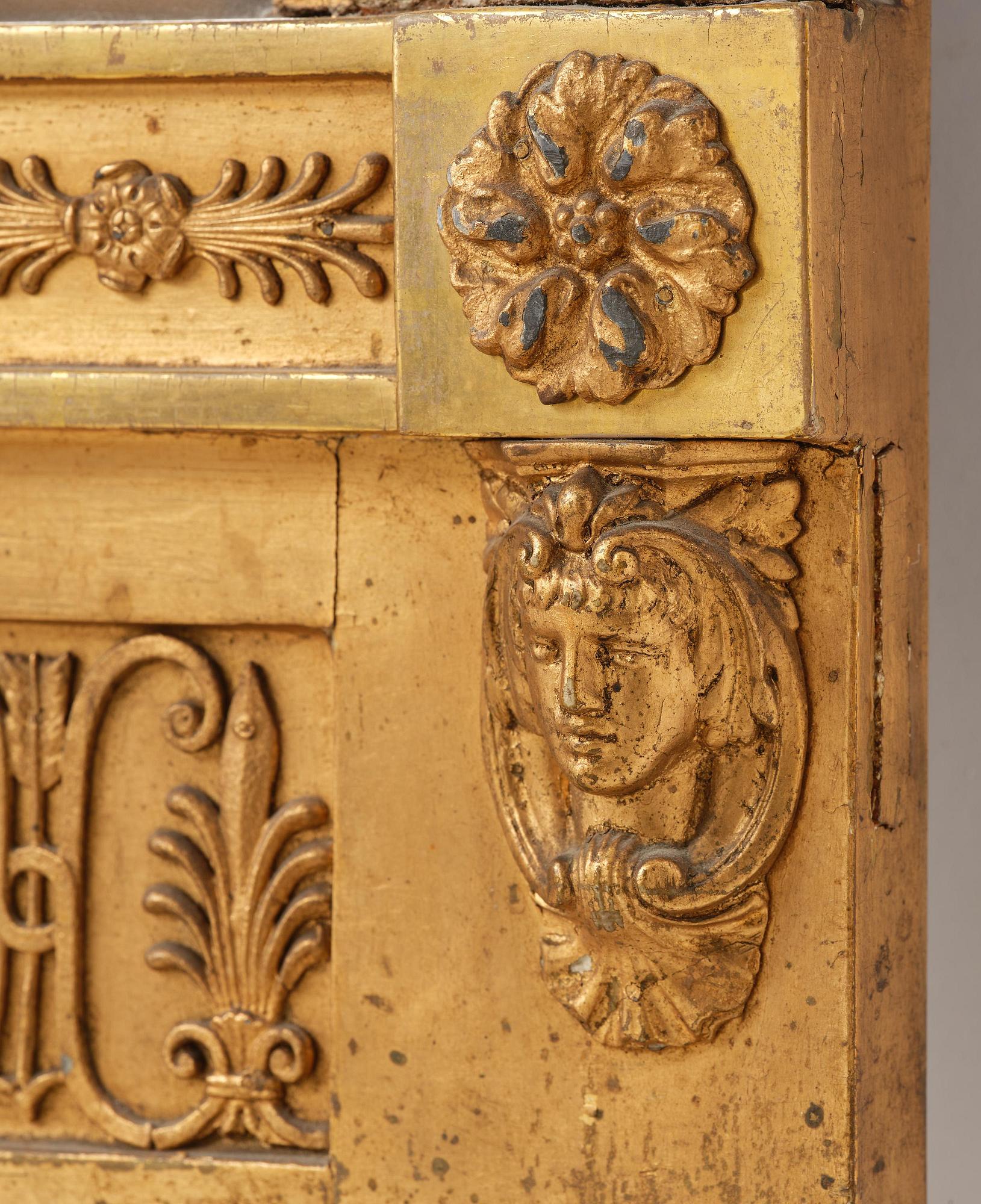 A late Gustavian giltwood mirror, Stockolm circa 1800.