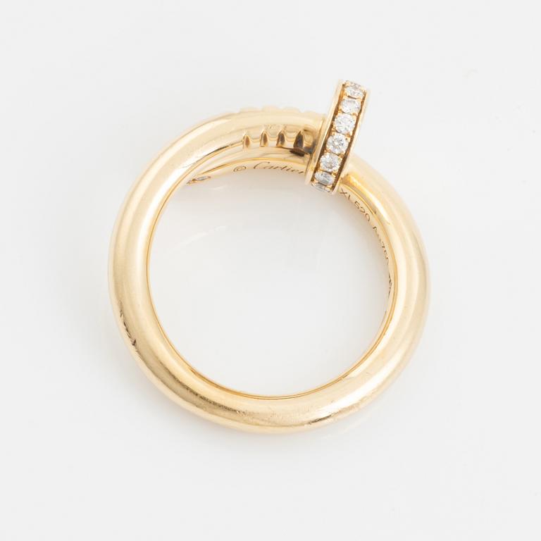 Cartier "Juste un Clou" a ring in 18K gold with round brilliant-cut diamonds.