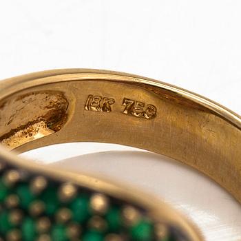 Ring, 18K guld med smaragder och rubiner.