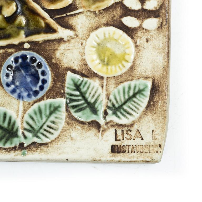 Lisa Larsson, a set of six stoneware wall plaques, Gustavsberg.
