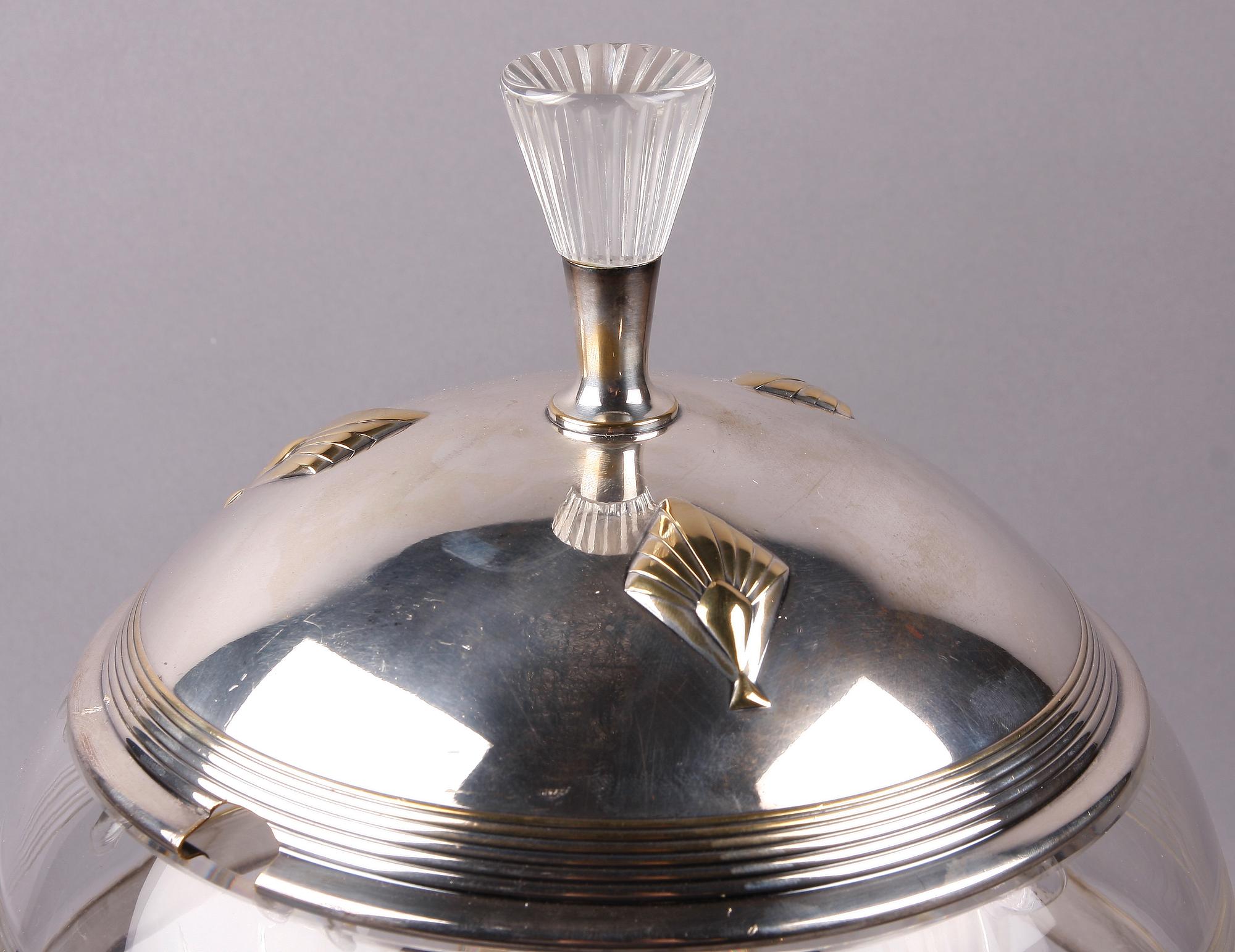 BÅLSKÅL, nysilver och glas. WMF, 1900-talets början.