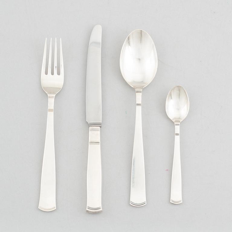 Jacob Ängman, an 44-piece silver cutlery, model 'Rosenholm', GAB, Stockholm, including 1965.