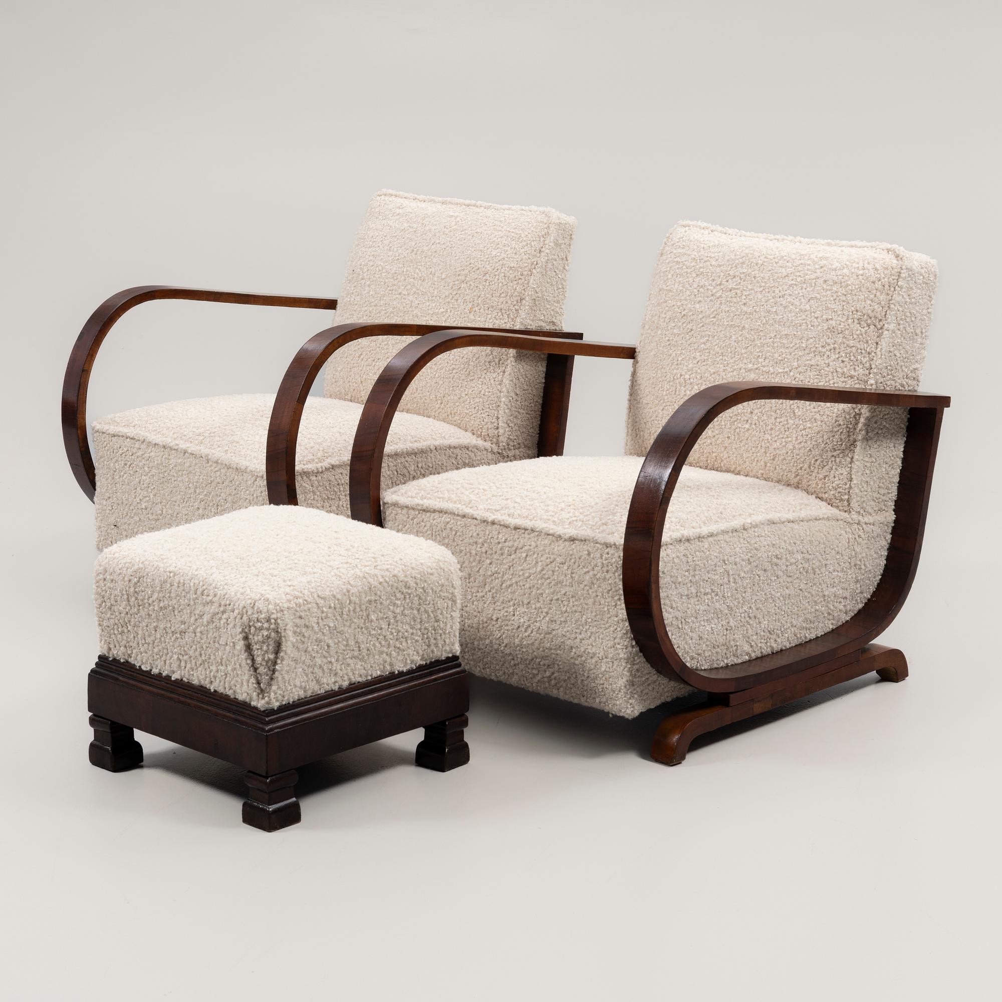Armchairs, a pair, Art Deco, first half of the 20th century.