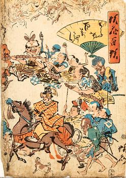 Kawanabe Kyosai, color woodcut, Japan 1864.