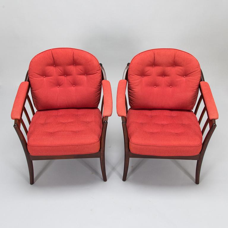 A pair of Swedish 'Andorra' easy chairs, Bröderna Andersson, Ekenässjön AB, latter half of the 20th century.