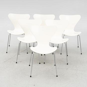 Arne Jacobsen, stolar 6 st, "Sjuan", Fritz Hansen, Danmark, 1967.