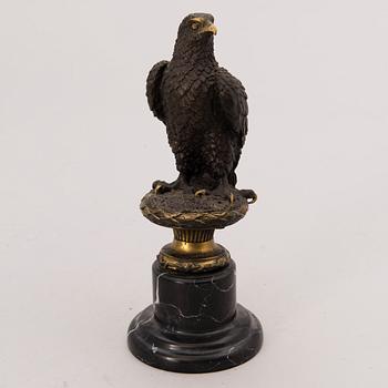 SCULPTURE, patinated bronze, on marble stand.