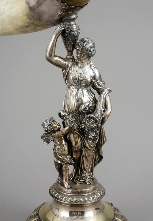 PRAKTDRYCKESHORN, nysilver, CG Hallberg, Stockholm, sent 1800-tal.