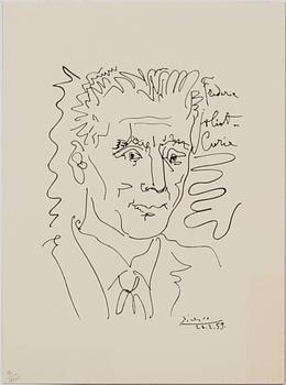 PABLO PICASSO, efter, litografier, 7 st, sign i trycket, numr 7/1000. Mappen dat 1974 och märkt 25 anniversaire du mouvement de la Paix.