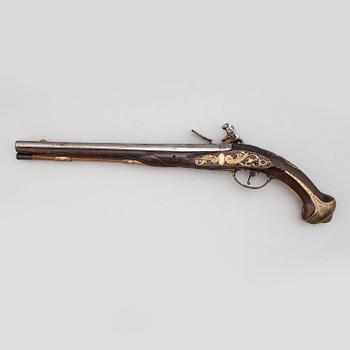 A Flintlock pistol by Friedrich Carlson (Dresden 1700-1719).