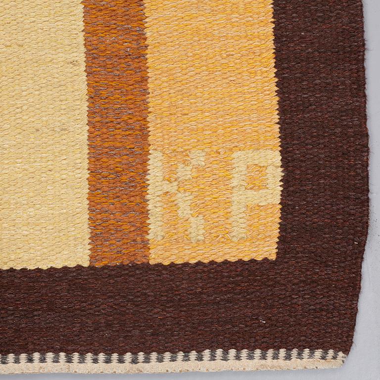 Kerstin Persson, A CARPET, flat weave, ca 277 x 184 cm, a woven signature KP, an embroidered signature AÖ.