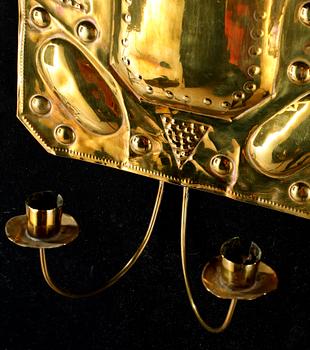 VÄGGPLÅTAR, ett par, mässing, barockstil, 1900-tal.