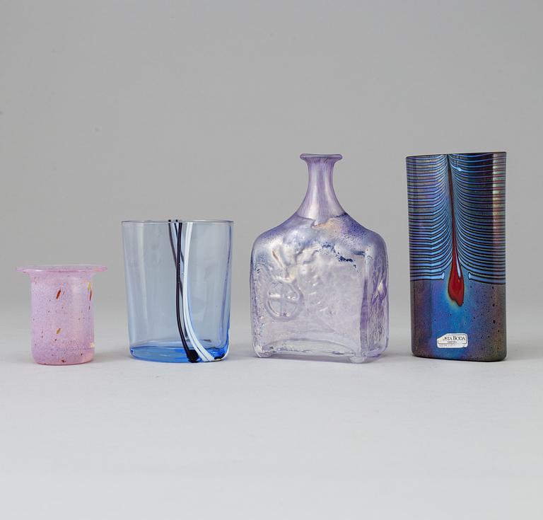 a set of four glass vases by BERTIL VALLIEN.