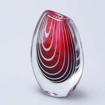 VICKE LINDSTRAND, a signed Zebra glass vase.