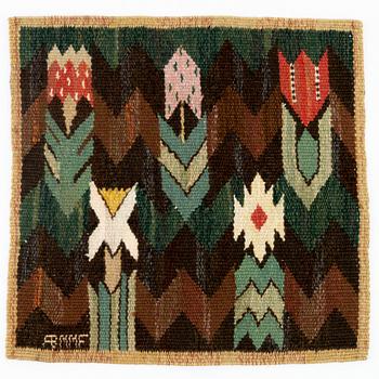 Märta Måås-Fjetterström, vävnad, "Täppan", gobelängteknik, ca 36 x 35 cm, signerad AB MMF.