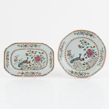 A Famille Rose serving dish and plate, China, Qianlong (1736-95).