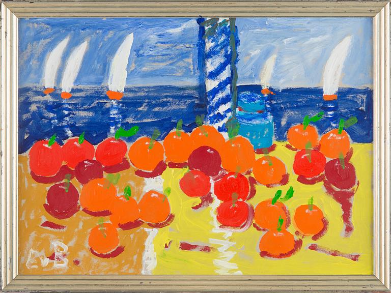 Eero von Boehm, Still life with fruit by the sea.