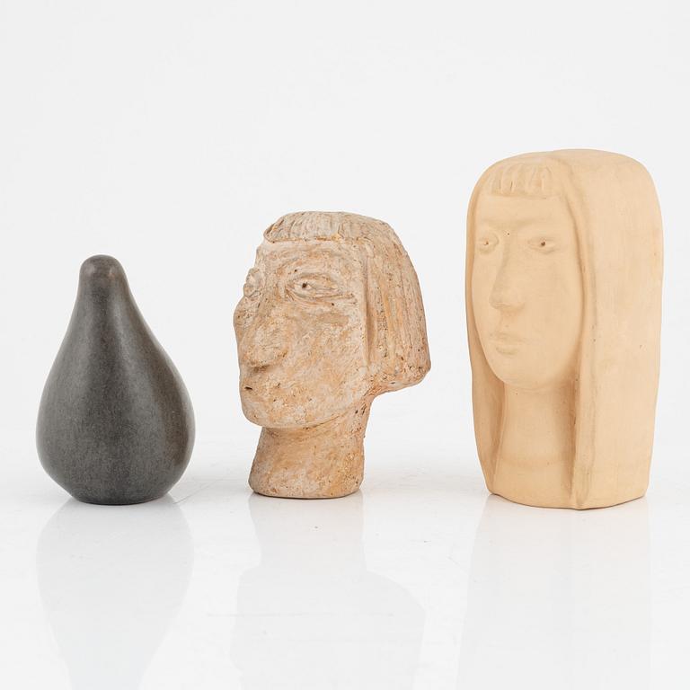 Åke Holm, three earthenware figurines, signed.