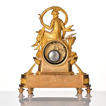 A French Empire mantle clock, early 19th century.