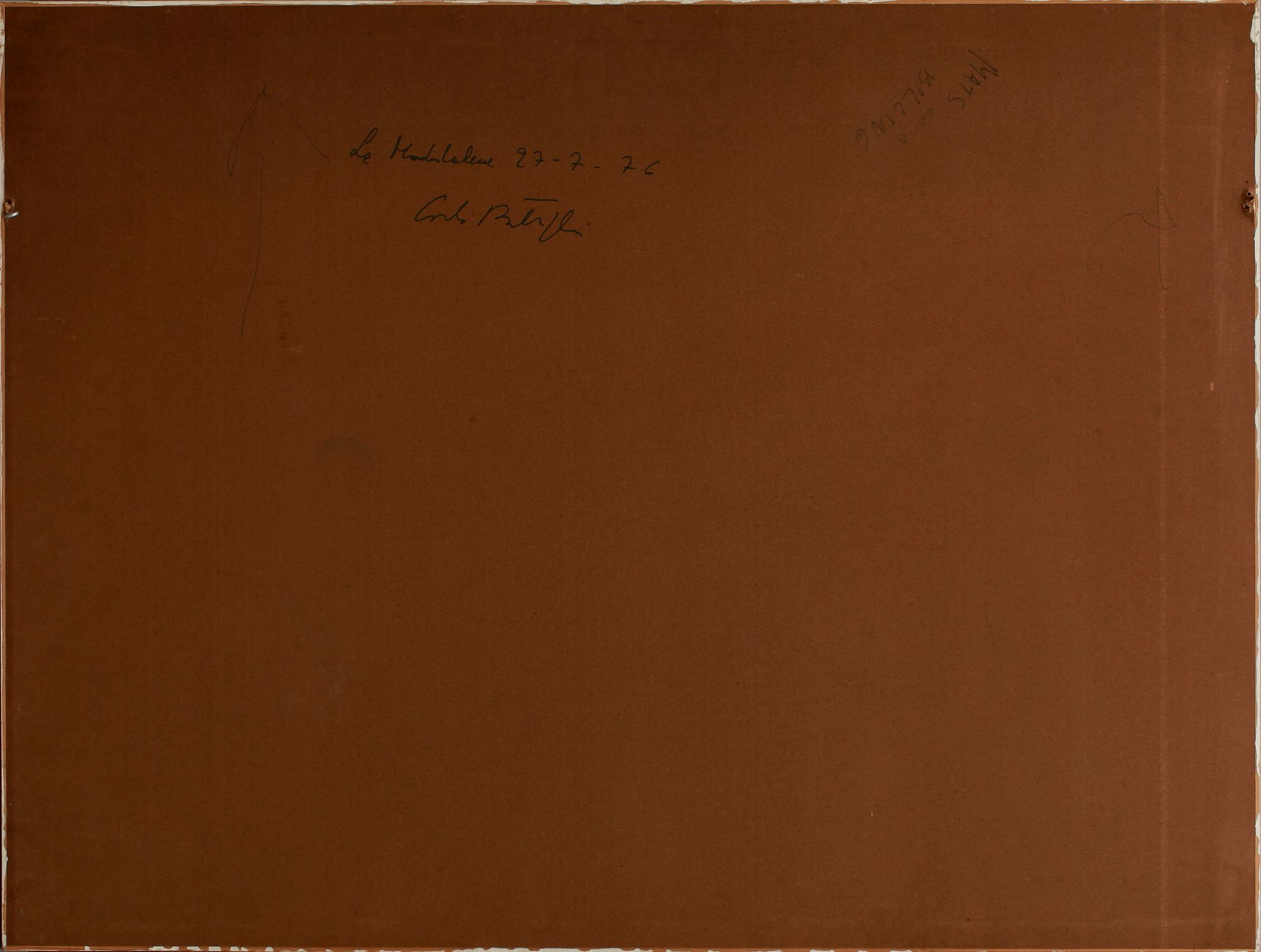 CARLO BATTAGLIA, blandteknik på papper, a tergo sign och dat -76.