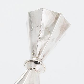 A 2-arm silver candle holder and a pair of silver candlesticks, Anna-Greta Eker and Hopearae Lasander, Turku 1965, 1963.