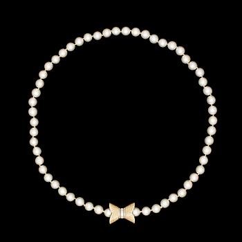 132. NECKLACE, cultured pearls, 7,5 mm, gold clasp.