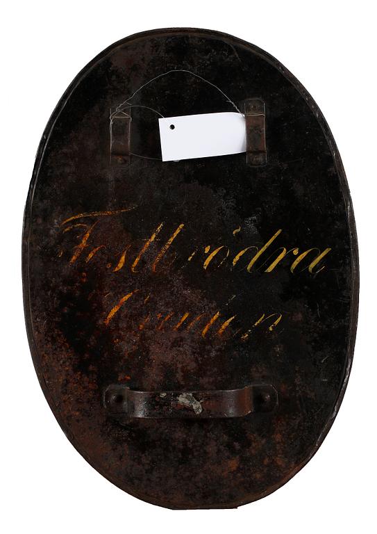 ORDENSSKÖLD, bemålad plåt, Sverige 1800-talets mitt.