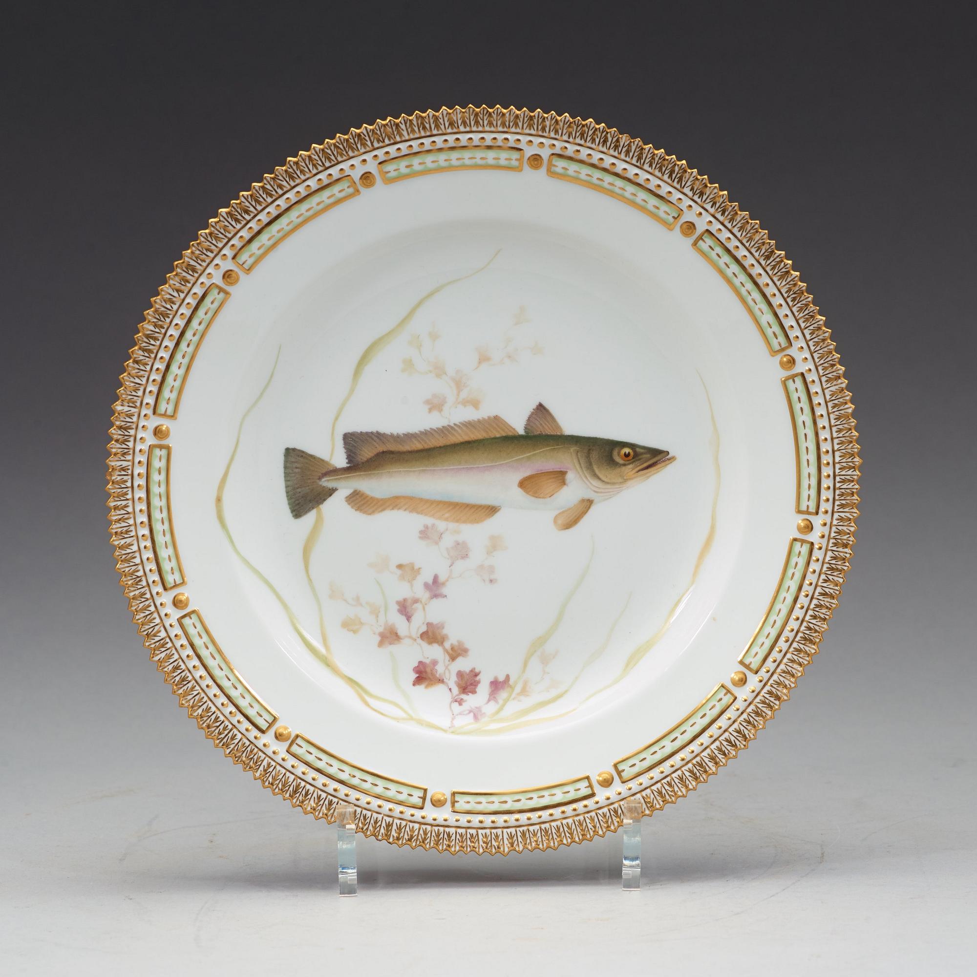 TALLRIKAR, sex stycken, porslin. "Fauna Danica", Kunglig Dansk, 1900-tal.