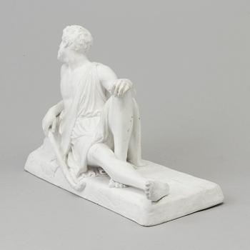 A biscuit scultpure of a shepherd, after Bertel Thorvaldsen, Bing & Gröndahl, Denmark, 20th Century.