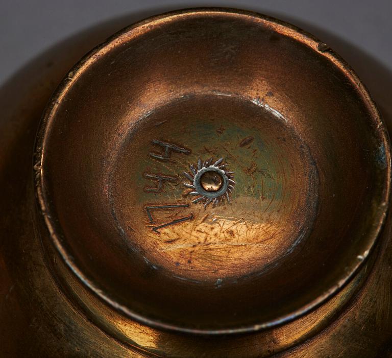 SUPKOPPAR, 2 st, mässing. Troligen 1700-tal.