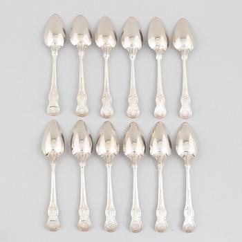 Twelve Swedish silver spoons, 'King's Pattern', mark of Nils Julihn, Karlshamn 1844.