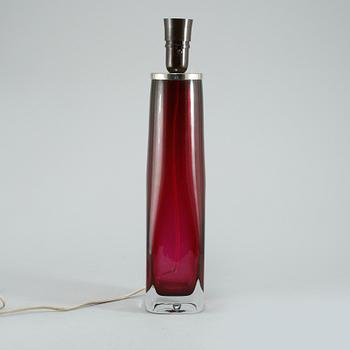 BORDSLAMPA, glas, Carl Fagerlund, Orrefors, signerad, 1900-talets andra hälft.