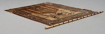 A RUG. An antique silk Heriz. 177 x 146 cm.