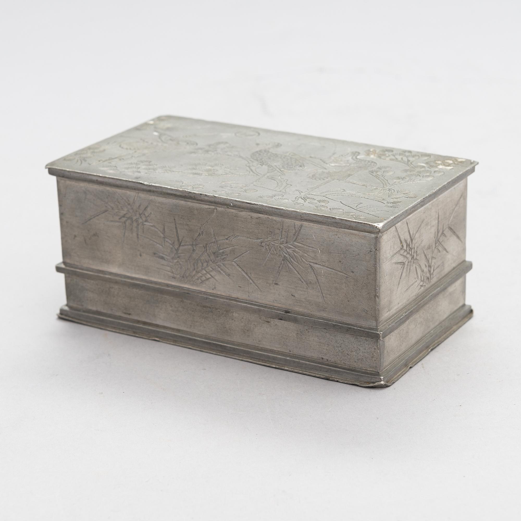 Pewter Box, marked Swatow Kut Hing, China early 20th century.