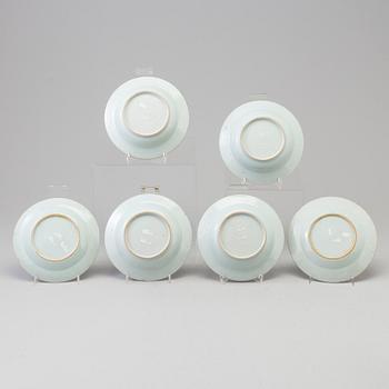 Six blue and white export porcelain dessert dishes, Qing dynasty, Qianlong (1736-95).