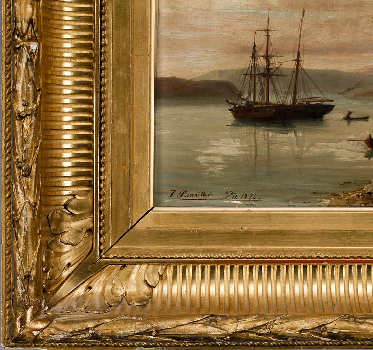 JOHAN JACOB BENNETTER, olja på pannå. Sign 23/12 1876.