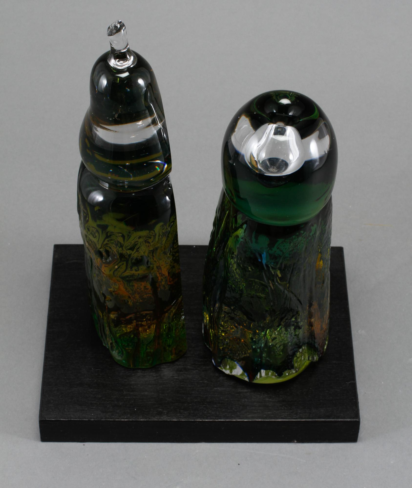 ANN WÄRFF, skulpturer, 2 st, glas, Kosta Unik, signerade och daterade 1973.