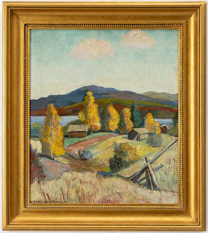 Akke Hugh Malmeström, "Höst-björkar vid Siljan" (Siljansnäs).