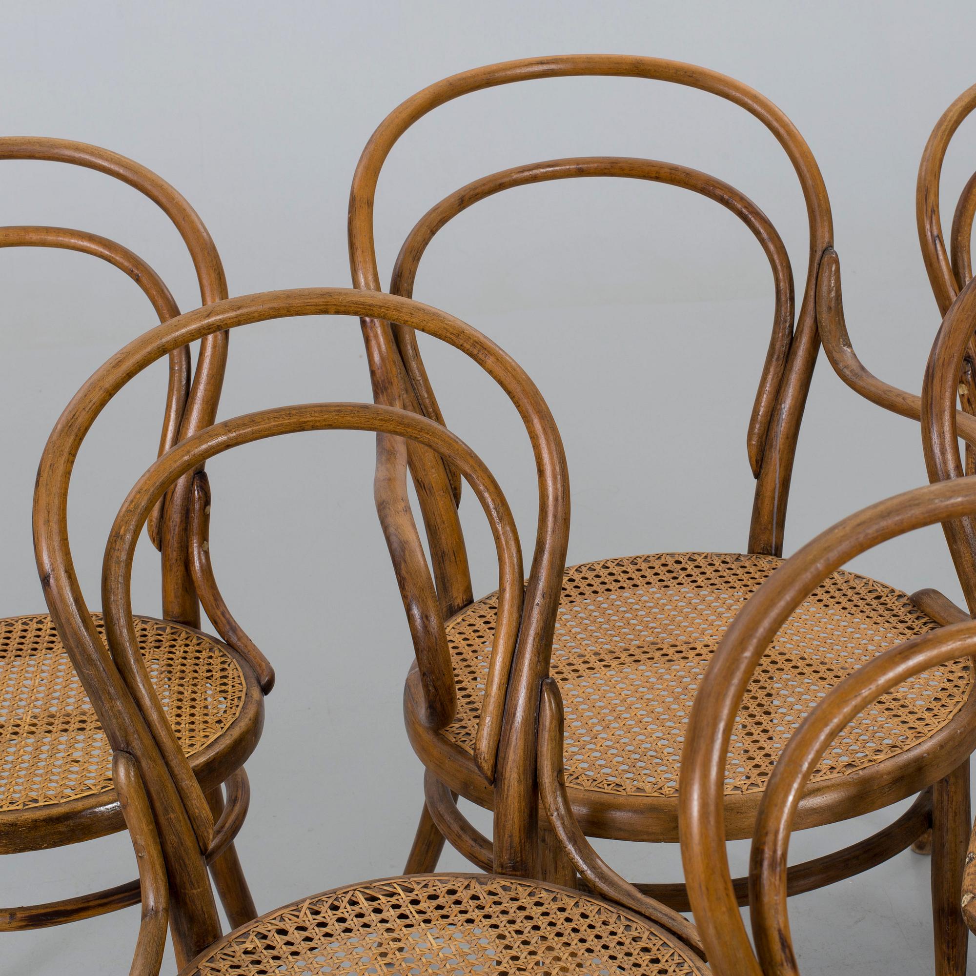 STOLAR 5 st samt KARMSTOL, Thonet, 1900-tal,