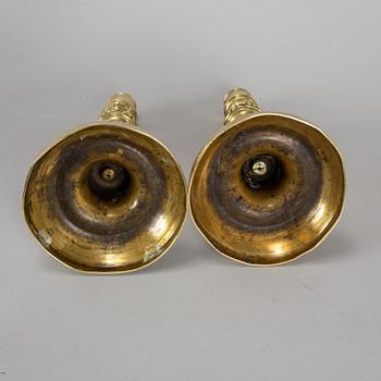 A pair of Louis Seize bronze candlesticks, late 18th century.