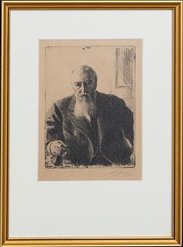 Anders Zorn, etsning, 1909, signerad.
