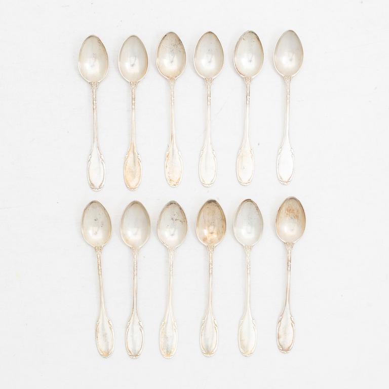 W.A. Bolin, Twelve silver mocha spoons, model F, Stockholm 1931.